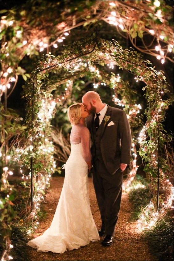 Christmas twinkly lights at wedding