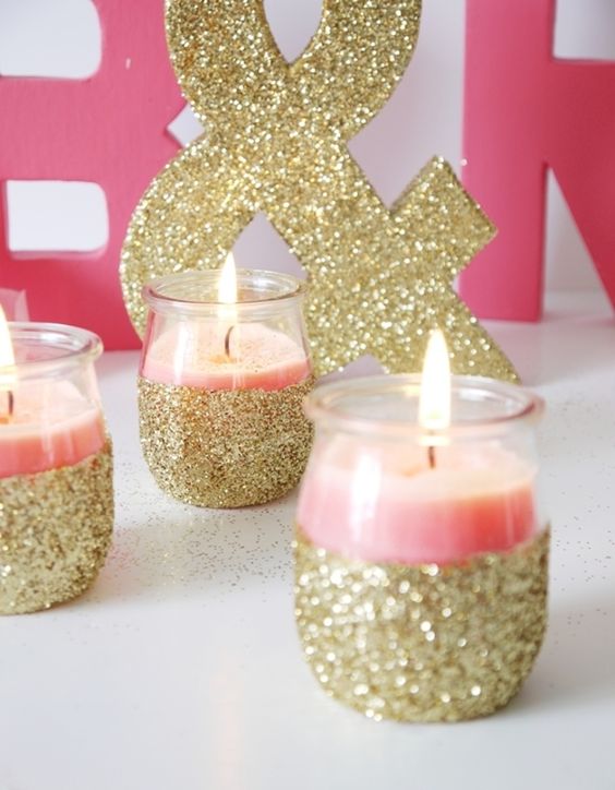 DIY glitter candleholders