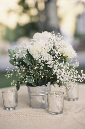 Galvanized buckets for flower containers