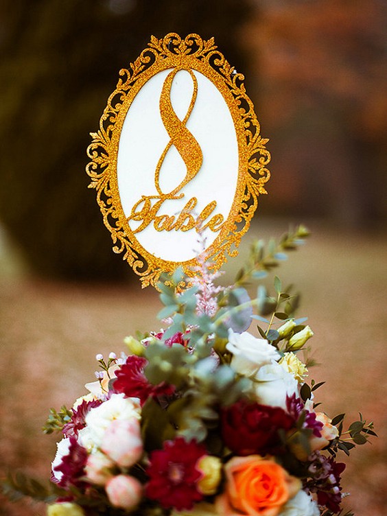 Glitter Lasert Cut Wedding Table Number