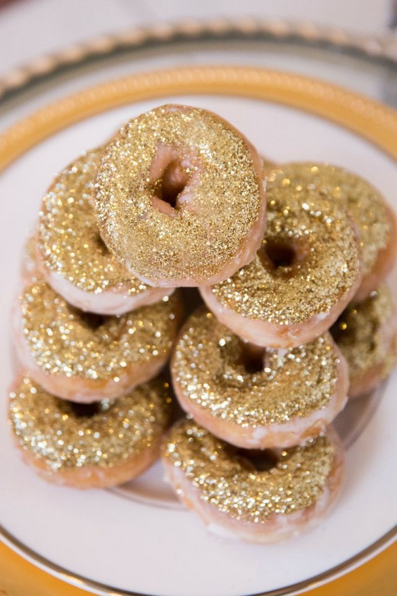 Glittering gold donuts