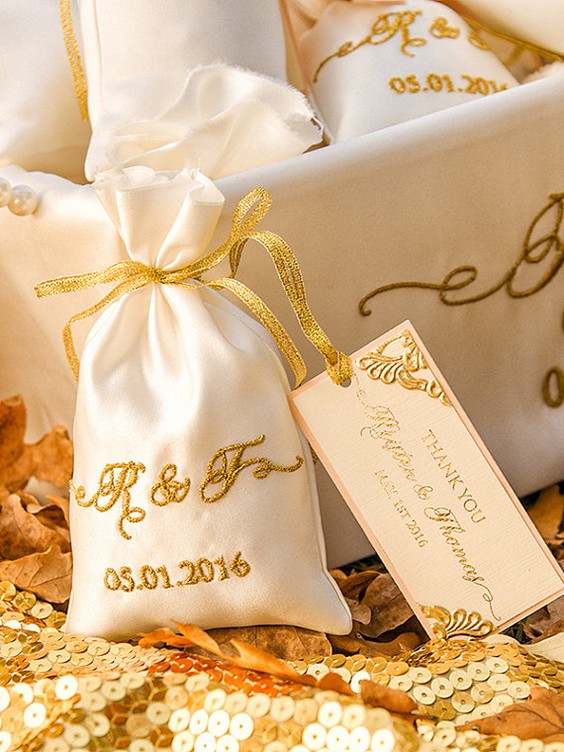 Gold Glitter Wedding Thank You Favor Bags