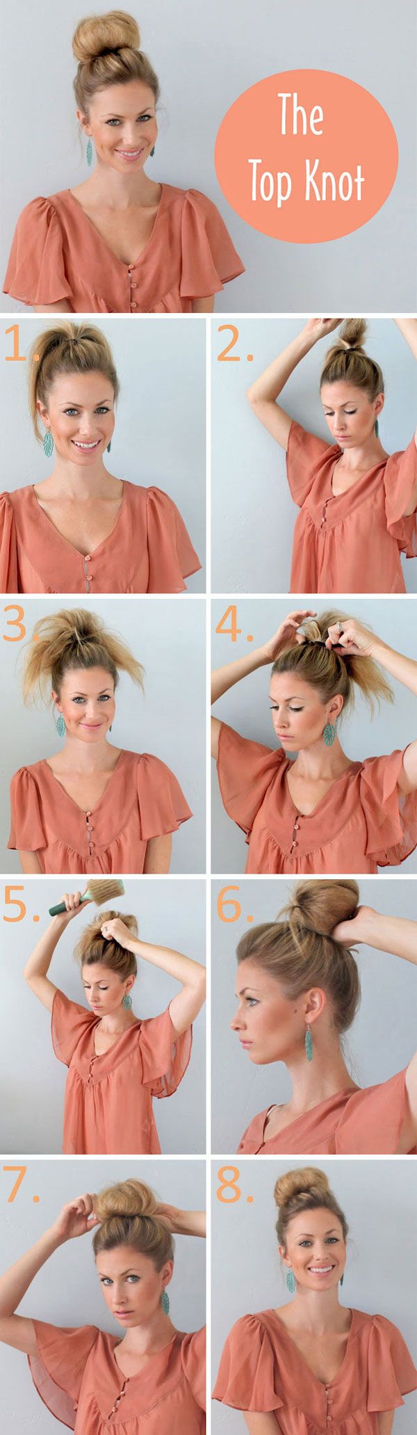 Bang Hairstyles, how to topknot hairstyle diy tutorial