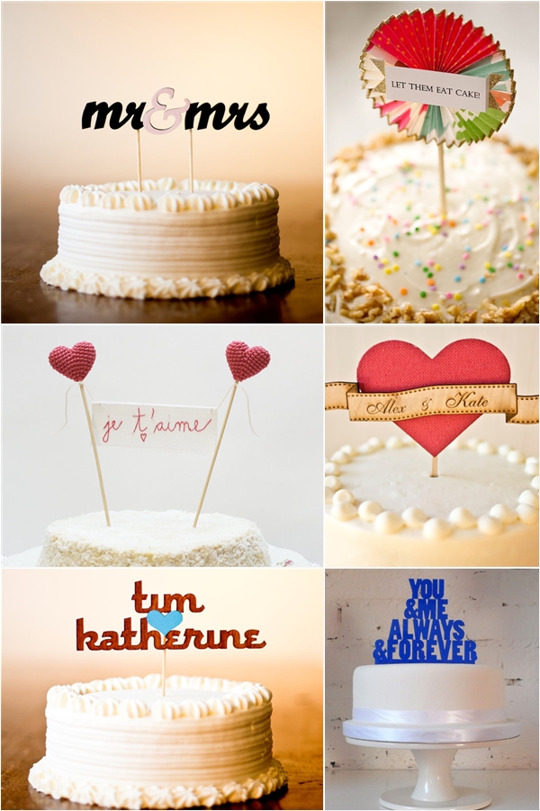 Message and Monogram Wedding Cake Toppers