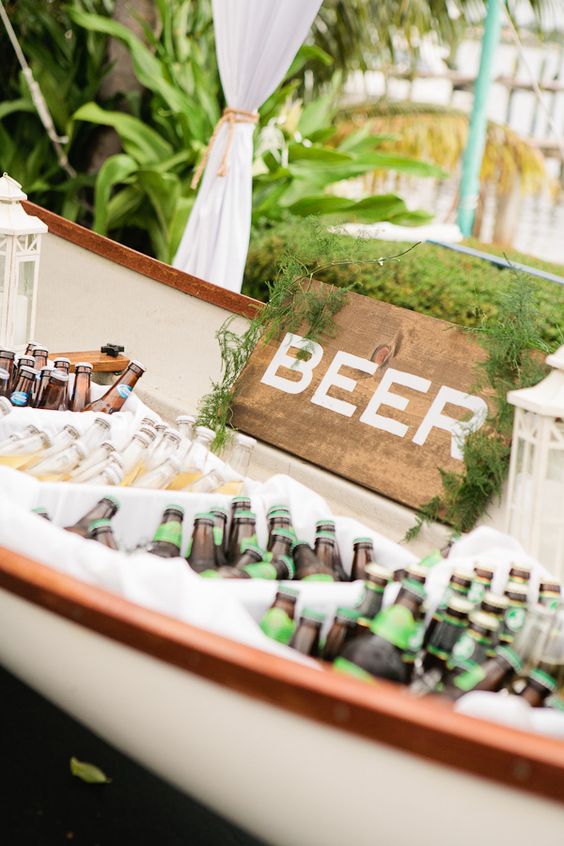 Nautical Waterfront Wedding, bar, boat, beer, creative bar ideas, outdoor wedding
