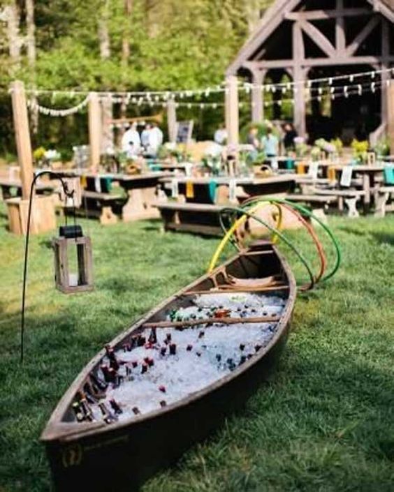 Outdoor Canoe Wedding Bar Ideas