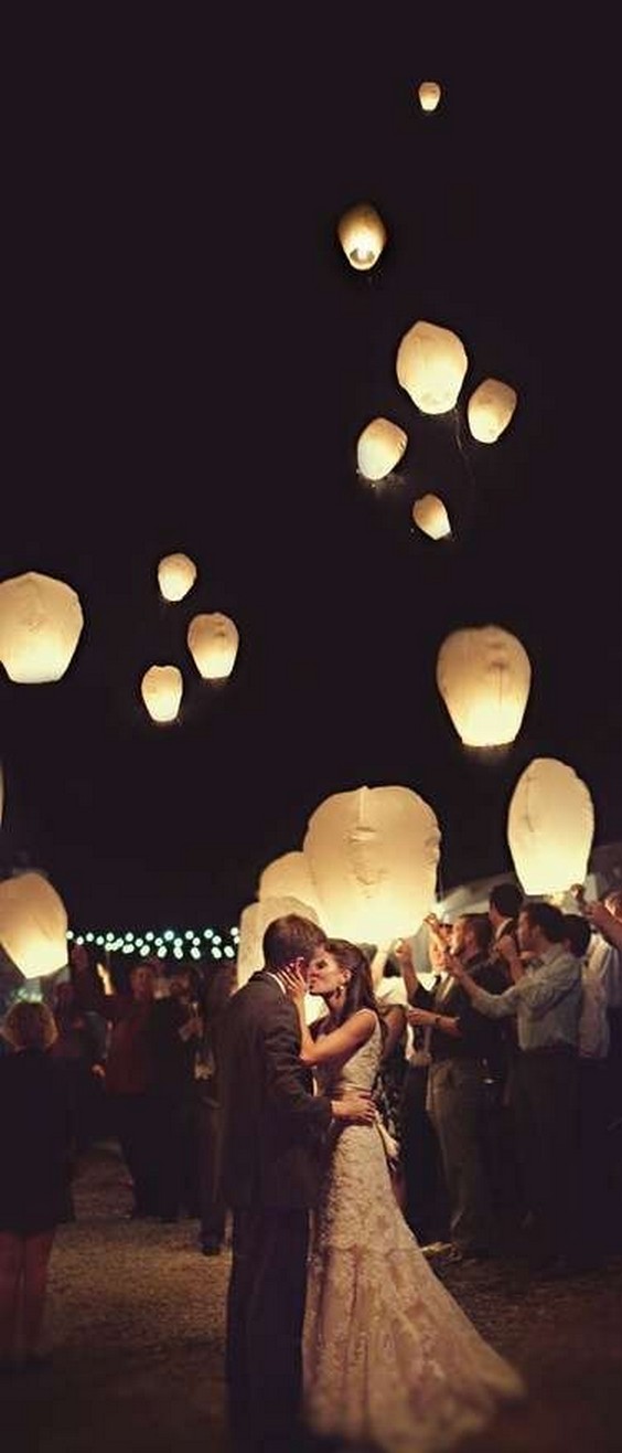 Releasing lanterns on your wedding night
