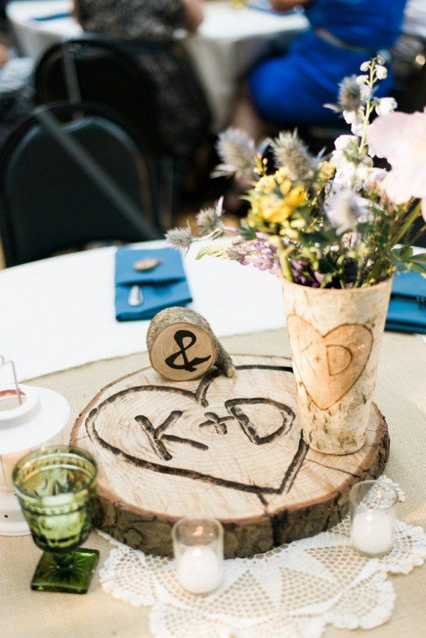 Rustic Birch Tree Stump Wedding Centerpieces