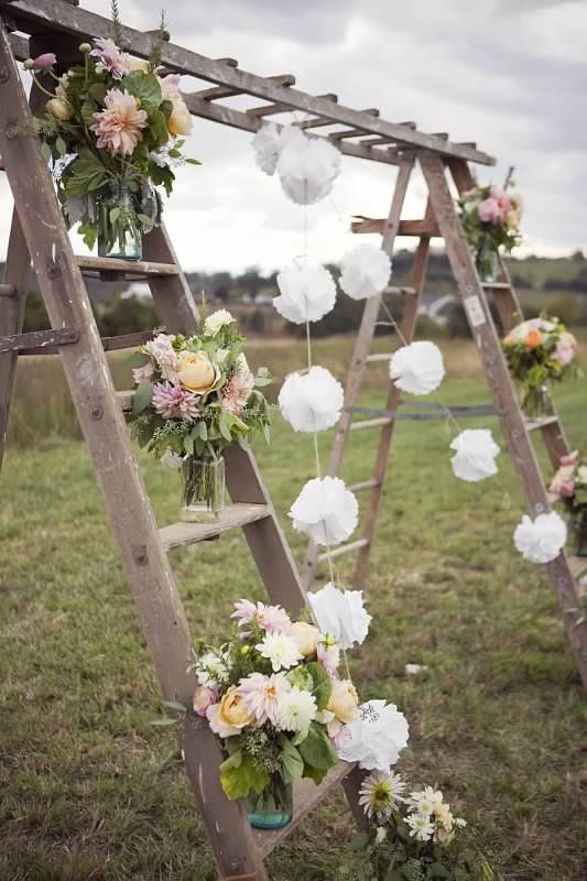 40 Chic Ways to Use Ladder on Rustic / Country Weddings 9 Rustic Country Outdoor Wedding Arch Ideas