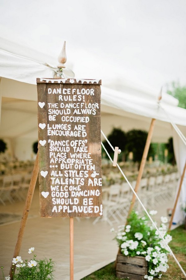 Rustic Garden Wedding Sign Dance Floor Rules