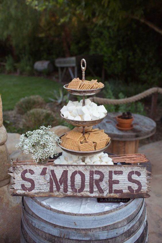 Rustic S'mores wedding bar