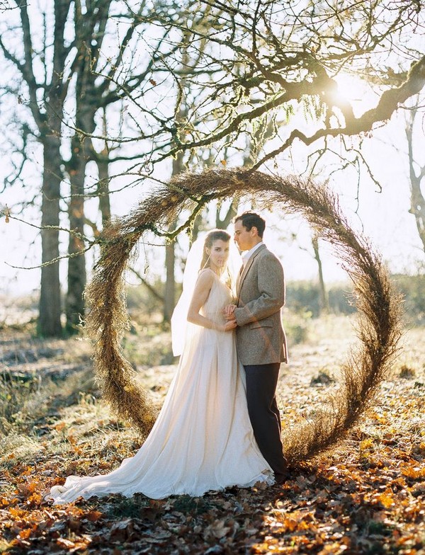 Rustic circular wedding backdrop