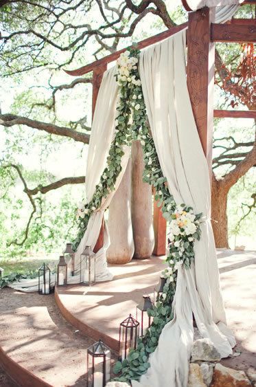 Rustic wedding altar - White and Green Wedding