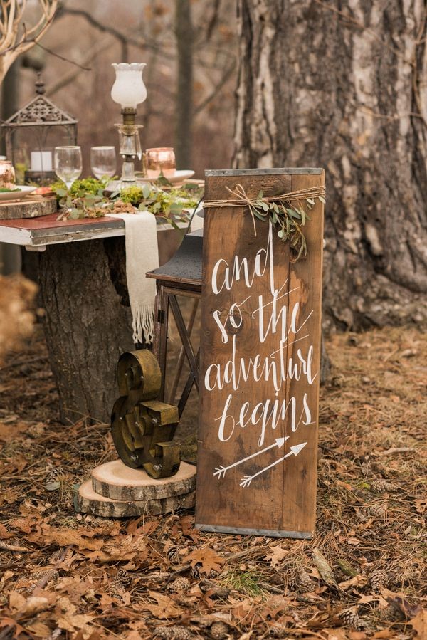 Rustic woodland outdoor fairytale wedding decor