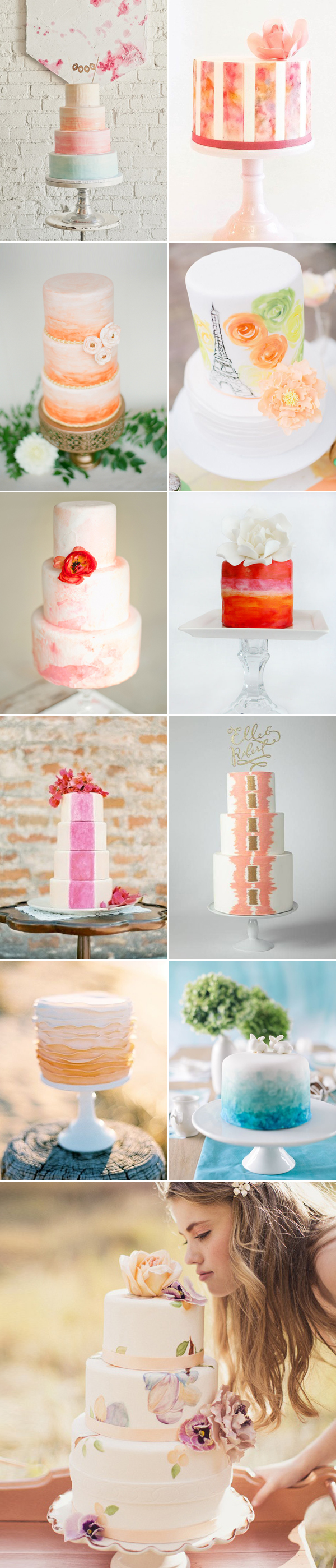 Unique Wedding Ideas - Passionate Watercolor Wedding Cakes