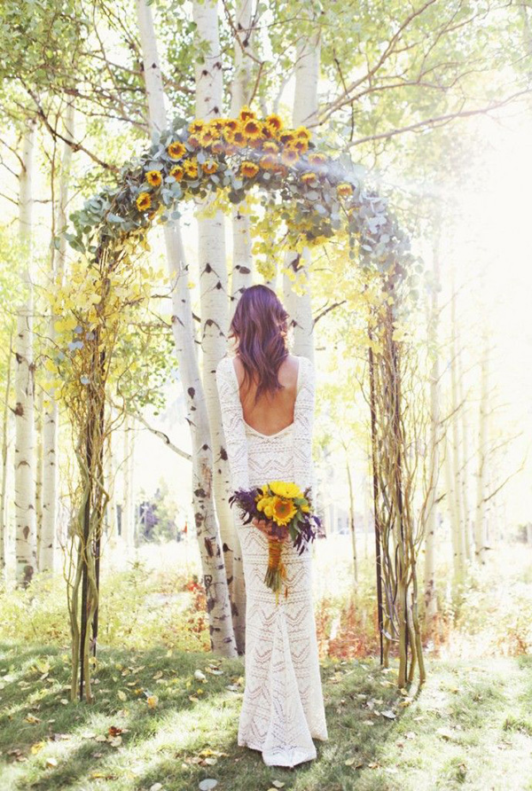 Vintage Sunflowers Wedding Ceremony Alter Ideas