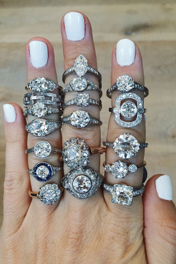 Vintage engagement rings featuring Victorian, Edwardian, and Art Deco rings from Erstwhile