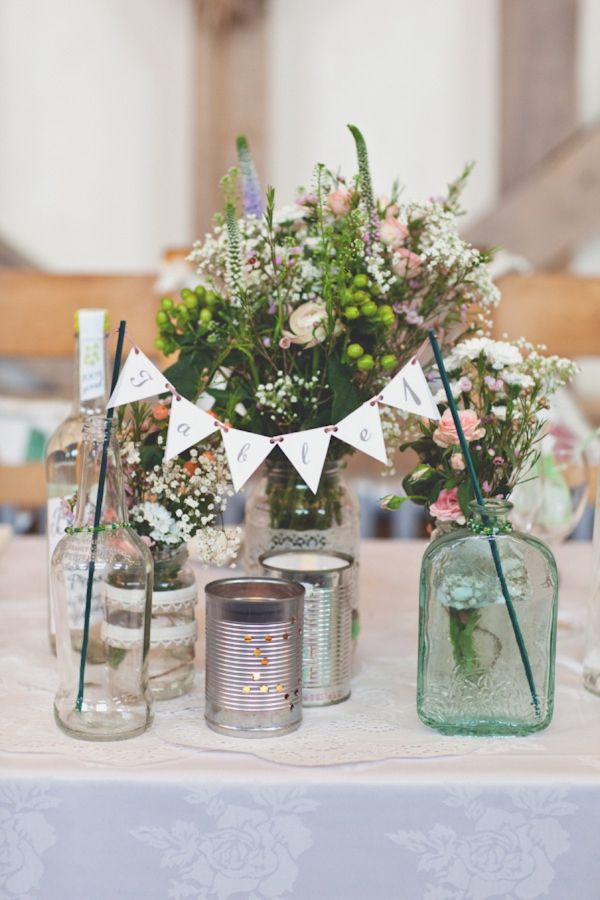 Whimsical Wonderland Wedding Centerpiece with Tin Cans