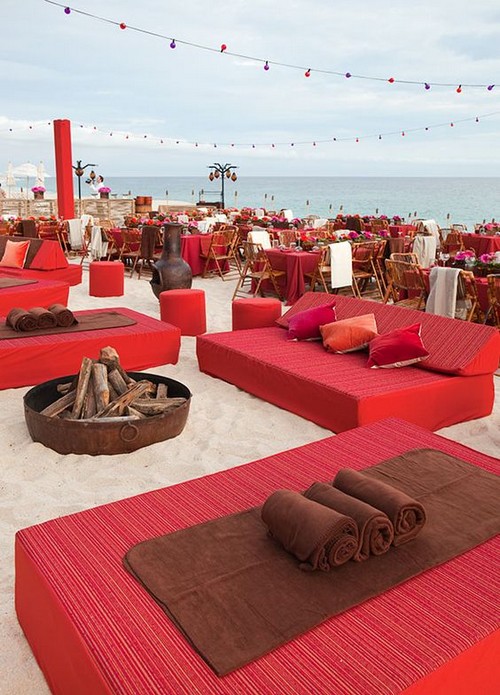 beach red wedding lounge decor ideas