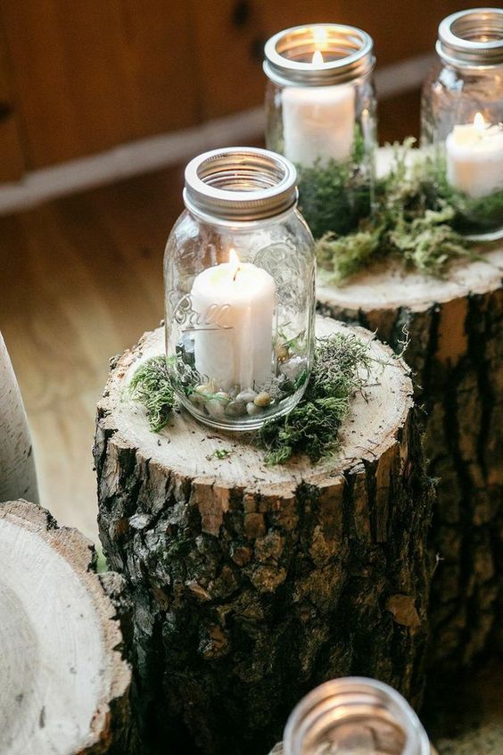 candles in mason jar wedding decor ideas