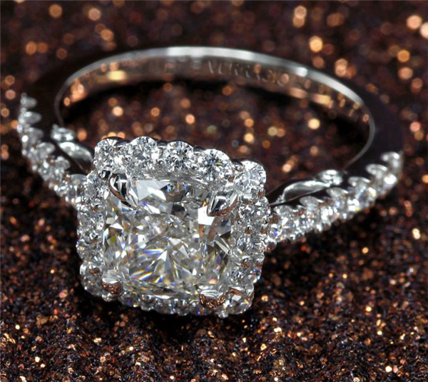 cushion cut engagement wedding rings