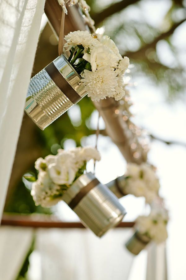 flowers in tin cans wedding ideas