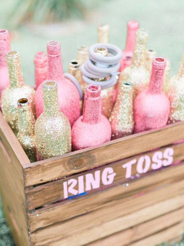 gold pink glitter rustic diy wedding game items