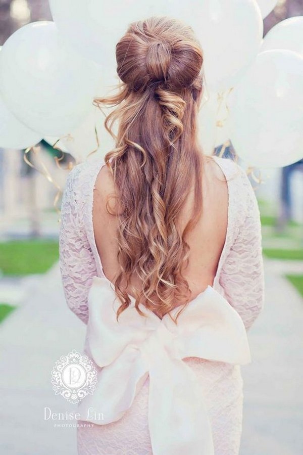half up half down wedding hairstyle via Denise Lin Photography