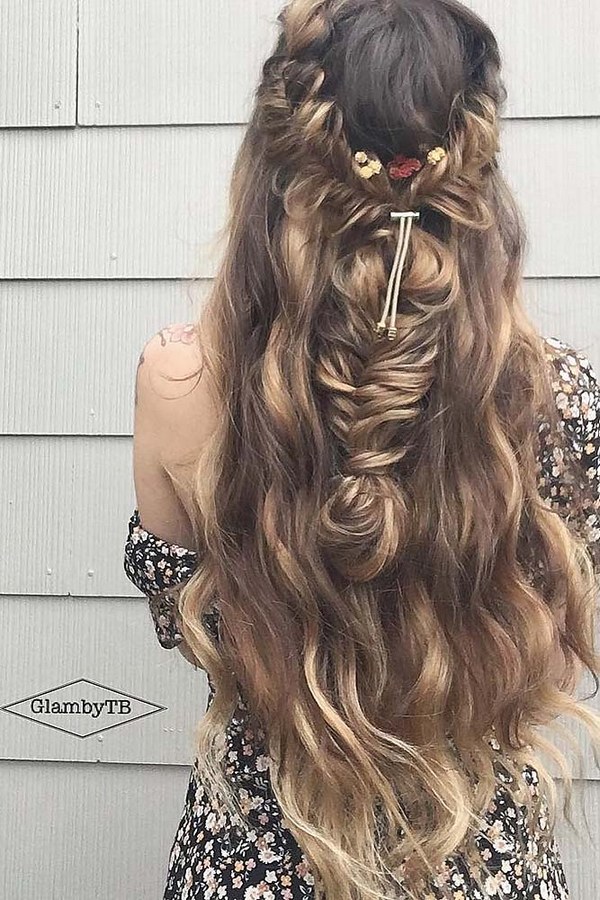 half up half down wedding hairstyles via glambytoriebliss