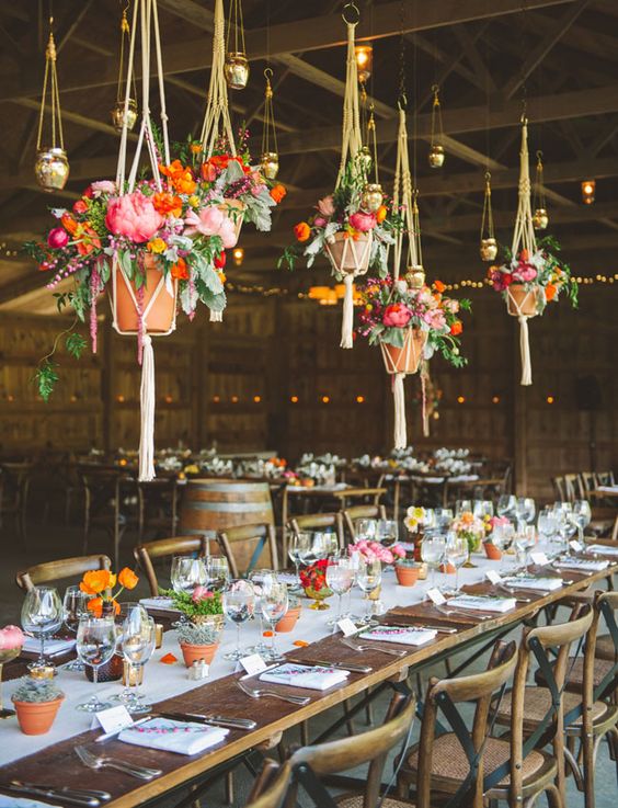 hanging woven planters for ban wedding decor