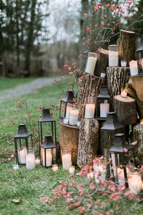lantern and candle ceremony wedding backdrop