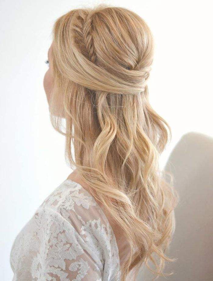 long wedding hairstyle with gorgeous side braid