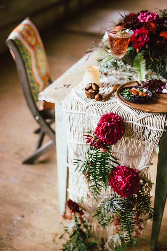 macrame bohemian wedding table runner