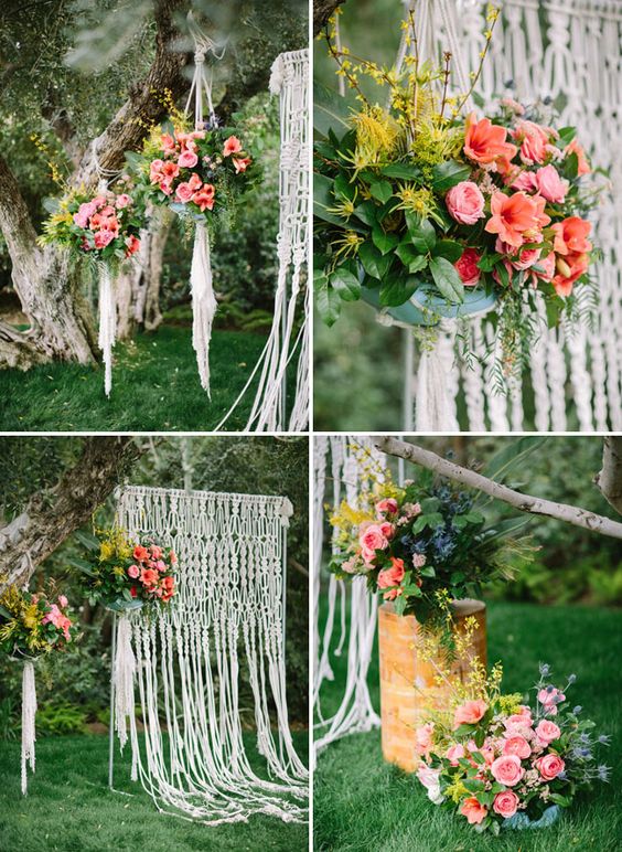 macrame wedding ceremony backdrop