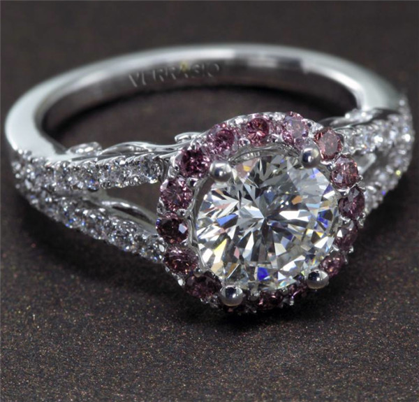 pink diamond engagement and wedding ring for her
