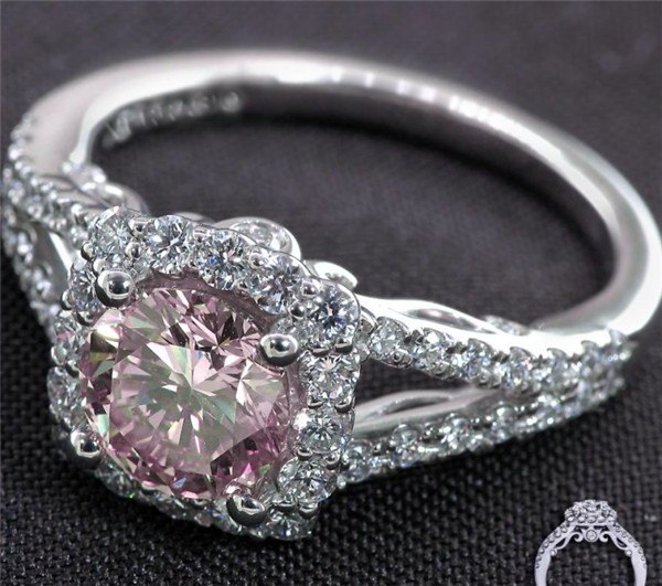 pink diamond engagement and wedding rings