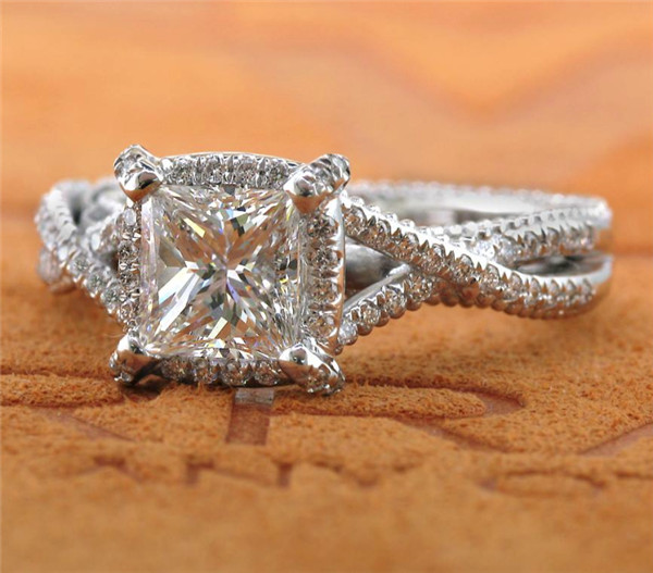 princess cut engagement and wedding rings