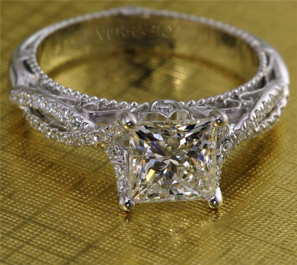 princess cut engagement ring and wedding ring