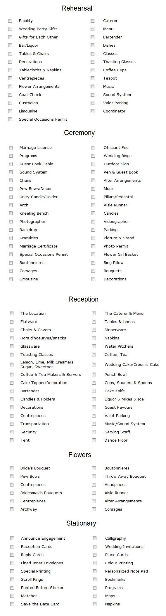 printable wedding checklist template
