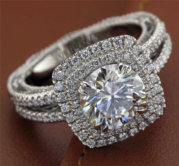 round engagement and wedding rings