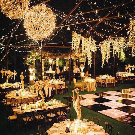 Rustic Backyard Wedding Decor With Lights Deer Pearl Flowers