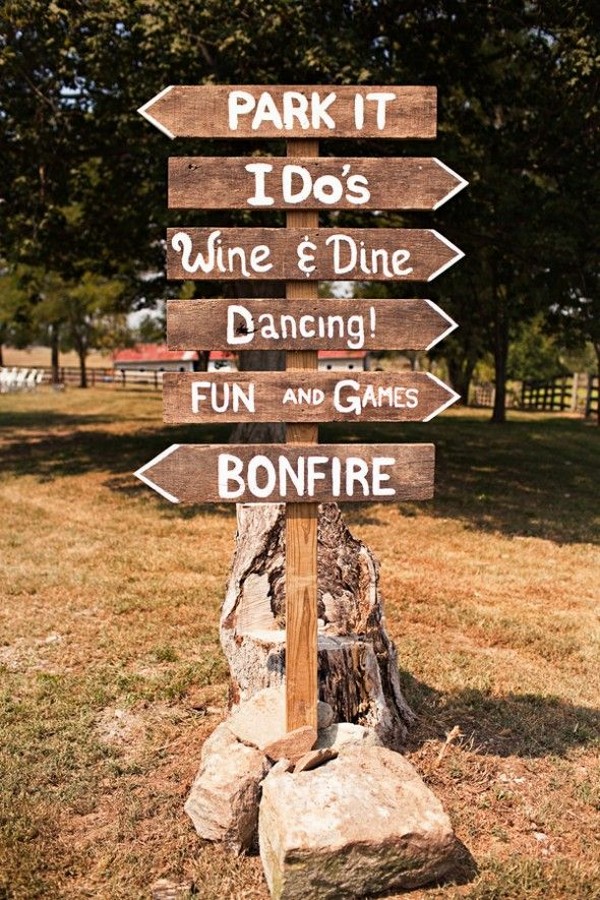 rustic country farm wood wedding signs