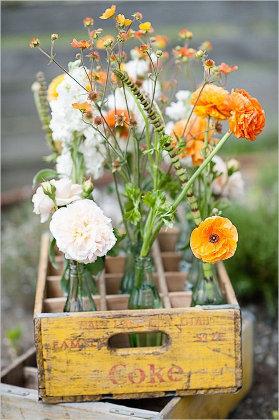 rustic fall wildflowers wedding centerpiece