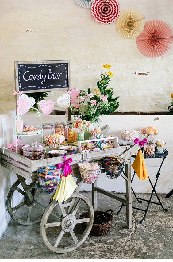 rustic garden candy bar decor ideas