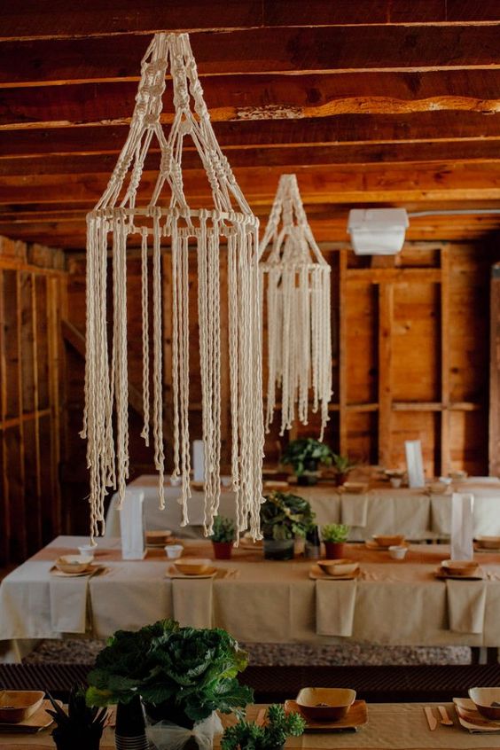 rustic macrame wedding chandeliers