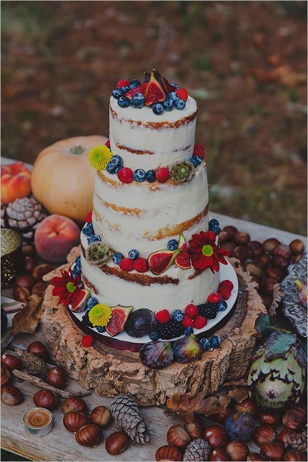 rustic wedding cake with flowers
