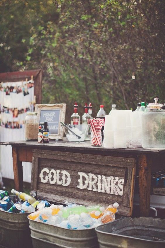 rustic wedding drink bar decor ideas