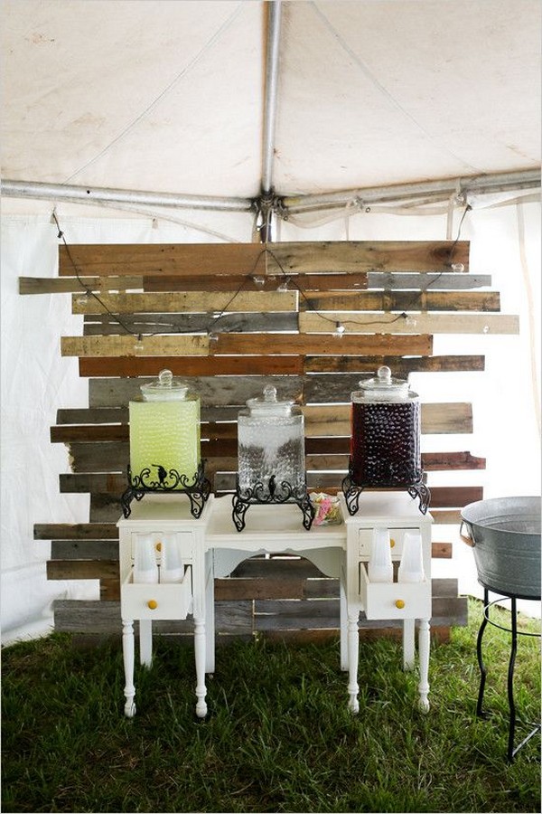 rustic wedding drink bar