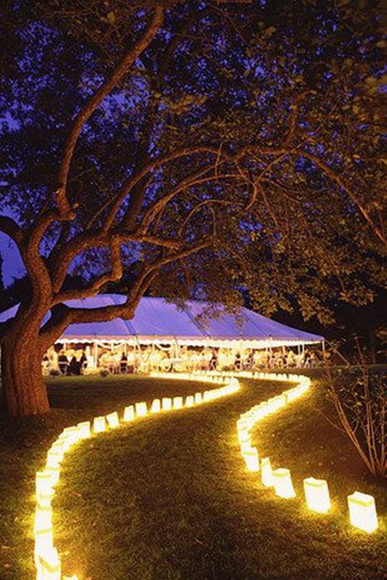 rustic wedding enter with lights