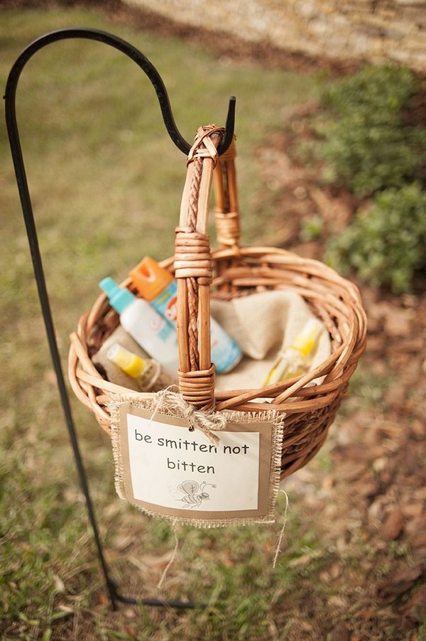 rustic wedding favors 'be smitten not bitten' bug spray for guests